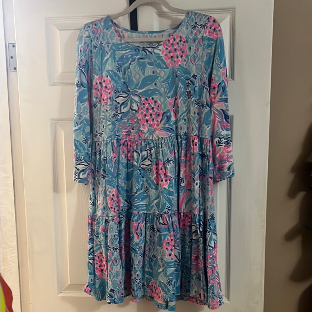 Lilly Pulitzer Blue and Pink Patterned Skirt